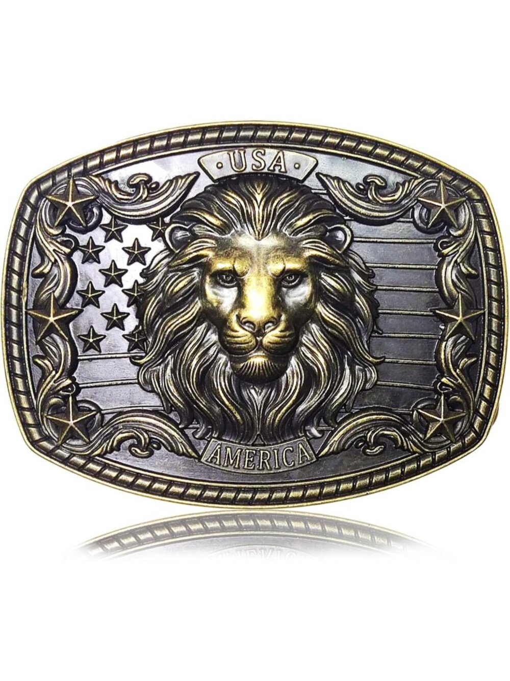 Men Lion Vintage Gold Cowboy Belt Buckle Vintage Western Country Buckle